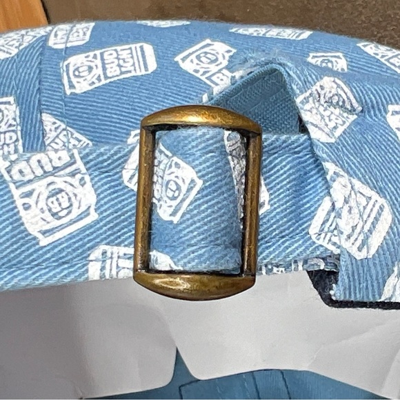 Bud Light Baseball Cap All Over Logo Blue Buckle Back Pattern Beer Hat NEW - Picture 5 of 16